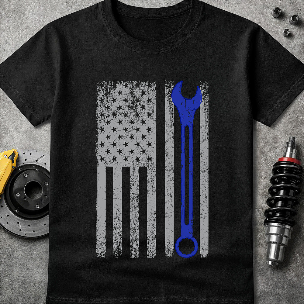 Blue Line Wrench Flag