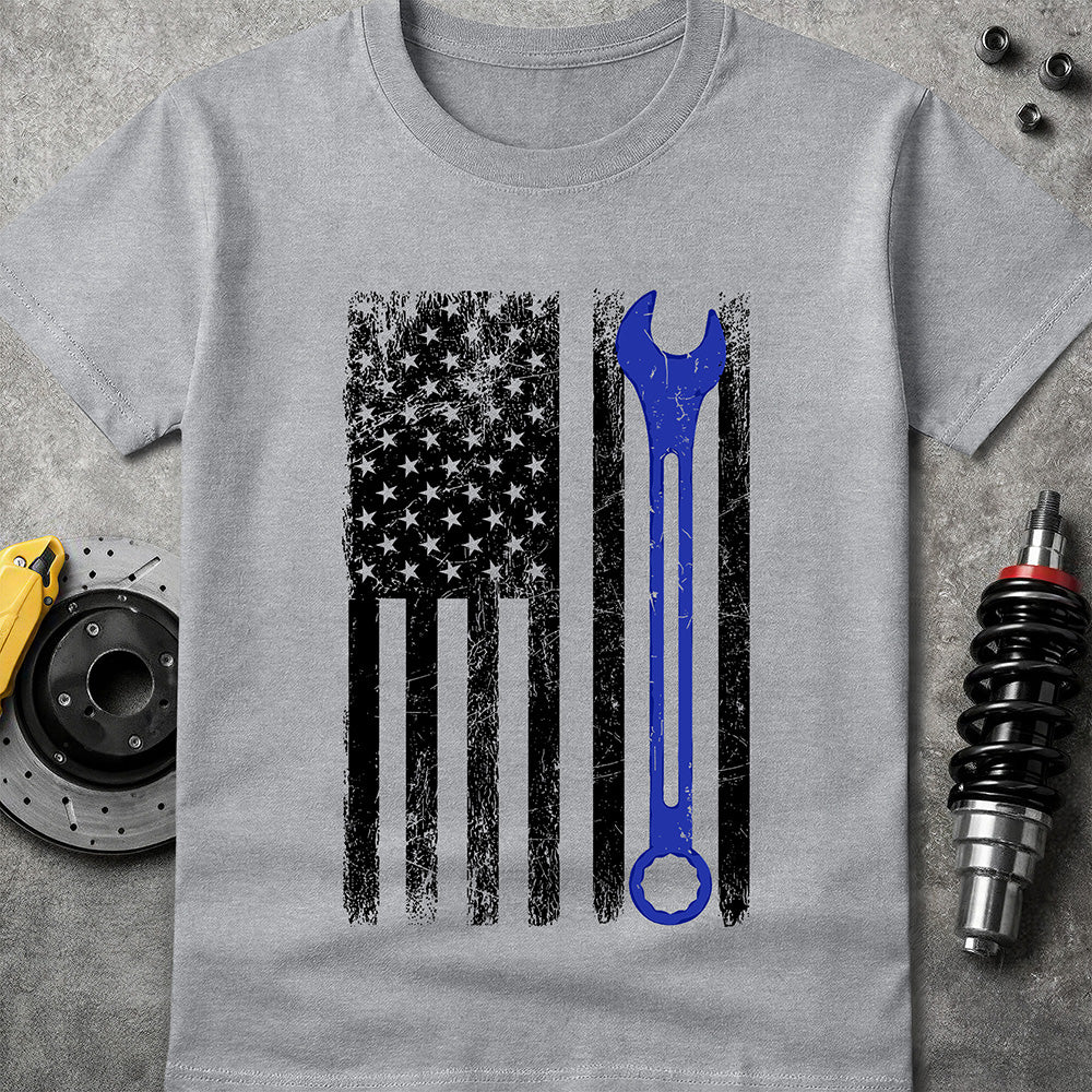 Blue Line Wrench Flag